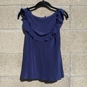 Love Moschino Navy Ruffle Top